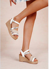 Load image into Gallery viewer, White lg retro charm wedge sandal