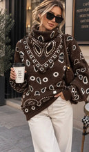 Load image into Gallery viewer, Brown printed paris jumper with matching scarf