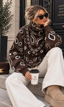 Load image into Gallery viewer, Brown printed paris jumper with matching scarf