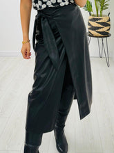 Load image into Gallery viewer, Black leather tie skirt
