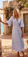 Load image into Gallery viewer, Baby blue puff sleeve dress
