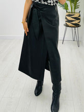 Load image into Gallery viewer, Black leather tie skirt
