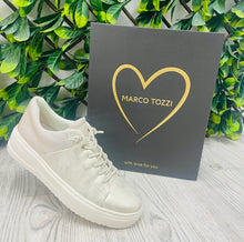 Load image into Gallery viewer, Gold sparkle stretch lace marco tozzi trainer
