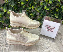 Load image into Gallery viewer, Jewel heart beige marco tozzi zip front trainer
