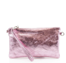 Load image into Gallery viewer, Fuschia pink, green, pink, gold, blue, silver, bronze, orange and rose gold clutch metallic handbags
