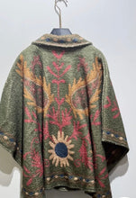 Load image into Gallery viewer, Beige rome, brown heart, green flower, leopard eye Poncho jacket
