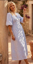 Load image into Gallery viewer, Baby blue puff sleeve dress
