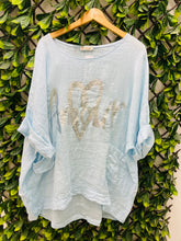 Load image into Gallery viewer, Blue or white heart amor oversize top
