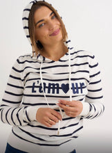 Load image into Gallery viewer, Navy and white or white and navy stripped kyla hoodie

