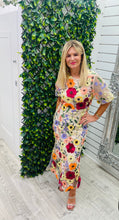 Load image into Gallery viewer, Beige background 3d flower dress
