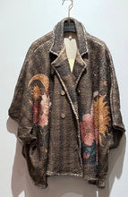 Load image into Gallery viewer, Beige rome, brown heart, green flower, leopard eye Poncho jacket
