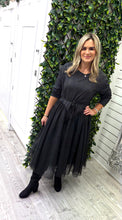 Load image into Gallery viewer, Black kyla chiffon tulle skirt dress
