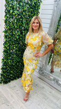 Load image into Gallery viewer, Beige and yellow 3d flower dress
