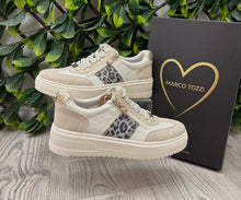 Load image into Gallery viewer, Beige and taupe leopard side zip marco tozzi trainer
