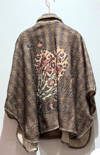Load image into Gallery viewer, Beige rome, brown heart, green flower, leopard eye Poncho jacket

