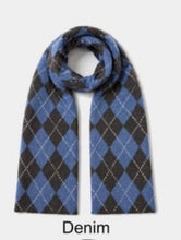 Load image into Gallery viewer, Wine, denim, pink,taupe diamond pattern wool blend hat and scarf set
