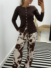 Load image into Gallery viewer, Brown or burgundy cow print elastic waist kyla trouser
