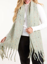 Load image into Gallery viewer, Green, pink or ivory rainbow dash tassle scarf
