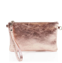Load image into Gallery viewer, Fuschia pink, green, pink, gold, blue, silver, bronze, orange and rose gold clutch metallic handbags
