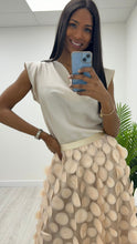 Load image into Gallery viewer, Pink blush, blue, taupe, cream 3d disc skirt
