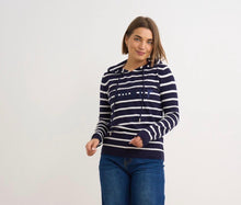 Load image into Gallery viewer, Navy and white or white and navy stripped kyla hoodie
