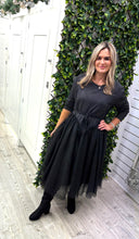 Load image into Gallery viewer, Black kyla chiffon tulle skirt dress
