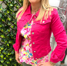 Load image into Gallery viewer, Fuschia pink denim jacket size 10
