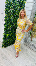 Load image into Gallery viewer, Beige and yellow 3d flower dress
