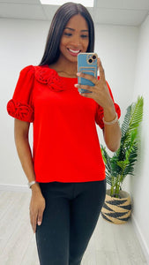 Red, white or black 3d flower blouse top red size medium left 8 black