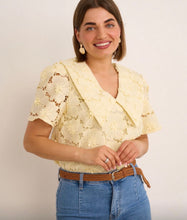 Load image into Gallery viewer, lemon lace kyla oversize collar blouse top
