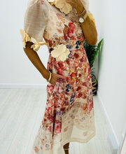 Load image into Gallery viewer, Cream 3d flower dress size s/m
