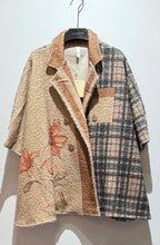 Load image into Gallery viewer, Beige rome, brown heart, green flower, leopard eye Poncho jacket
