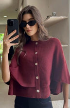 Load image into Gallery viewer, Burgundy button kyla cape
