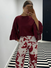 Load image into Gallery viewer, Brown or burgundy cow print elastic waist kyla trouser
