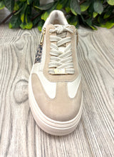 Load image into Gallery viewer, Beige and taupe leopard side zip marco tozzi trainer
