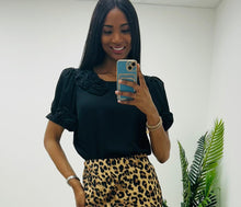 Load image into Gallery viewer, Red, white or black 3d flower blouse top red size medium left 8 black
