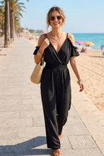 Load image into Gallery viewer, Beige or black ruffle sleeve n jumpsuit
