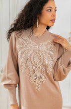 Load image into Gallery viewer, Beige sequin front dress
