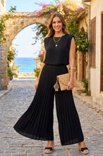 Load image into Gallery viewer, Brown, black, beige, mocha Shoulder pad top woth pleat trouser n co ord
