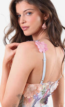 Load image into Gallery viewer, Blue flower lace strappy marc angelo dress
