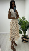 Load image into Gallery viewer, Pink blush, blue, taupe, cream 3d disc skirt
