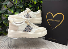 Load image into Gallery viewer, Beige and taupe leopard side zip marco tozzi trainer
