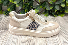 Load image into Gallery viewer, Beige and taupe leopard side zip marco tozzi trainer
