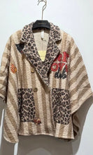 Load image into Gallery viewer, Beige rome, brown heart, green flower, leopard eye Poncho jacket
