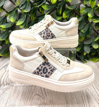 Load image into Gallery viewer, Beige and taupe leopard side zip marco tozzi trainer
