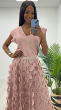 Load image into Gallery viewer, Pink blush, blue, taupe, cream 3d disc skirt
