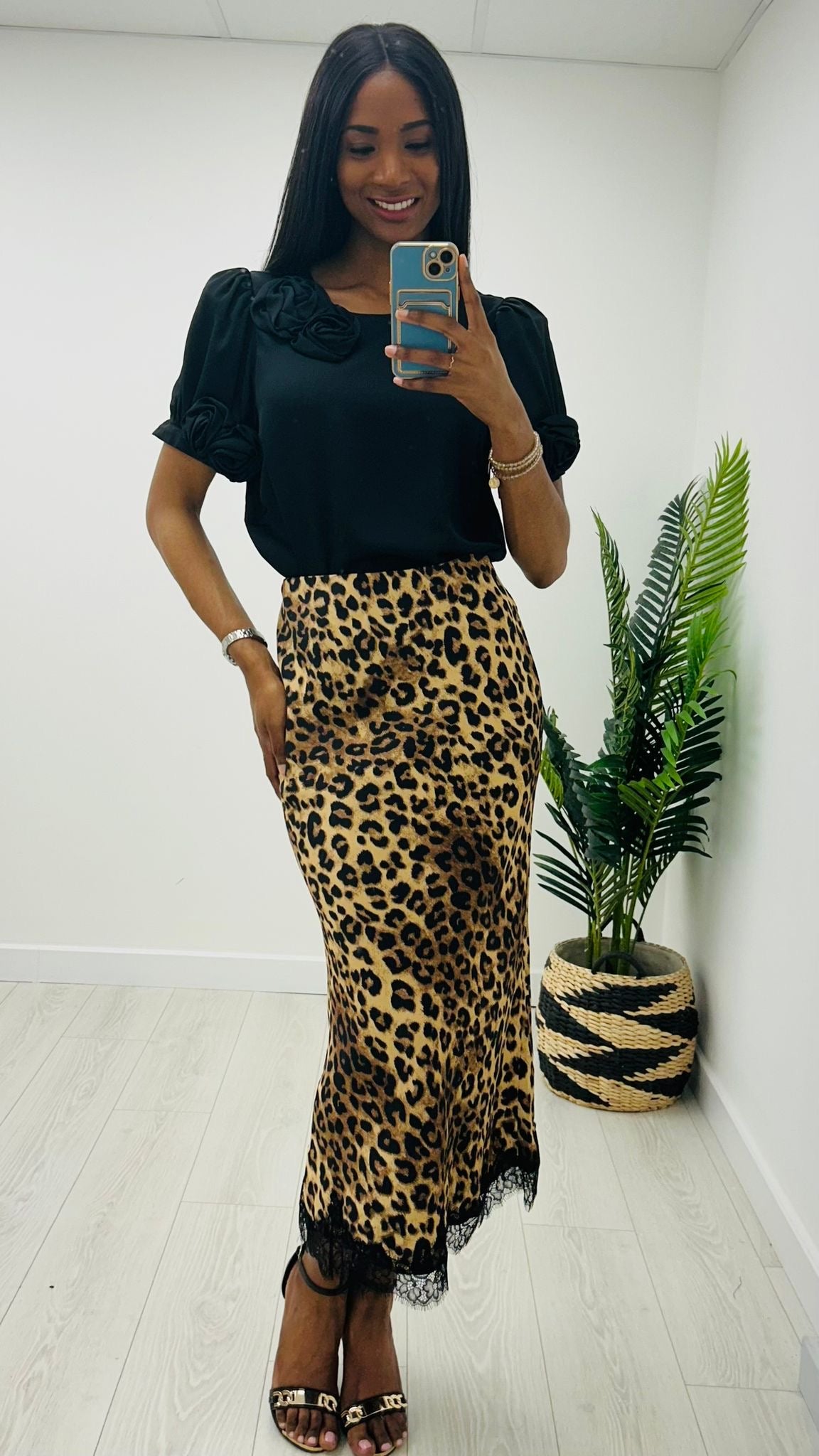 mid length leopard skirts bulk