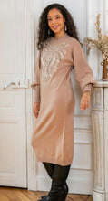 Load image into Gallery viewer, Beige sequin front dress

