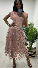 Load image into Gallery viewer, Pink blush, blue, taupe, cream 3d disc skirt
