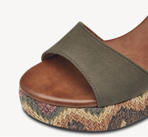 Khaki comb marco tozzi heeled sandal